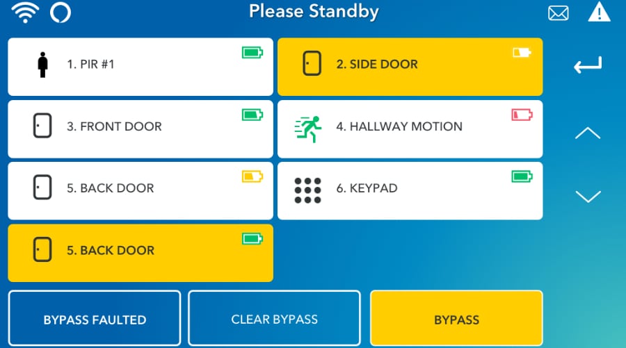 Elizabethtown security system command screen.